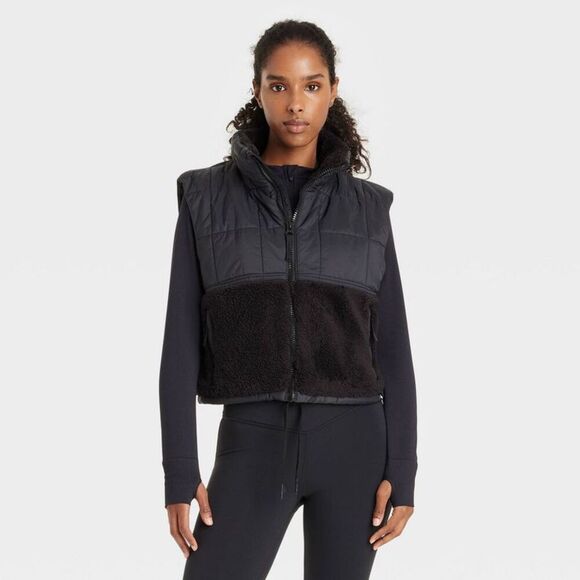 Open Box - JoyLab - Women's High Pile and Quilted Vest - JoyLab Black  Black - Picture 1 of 3